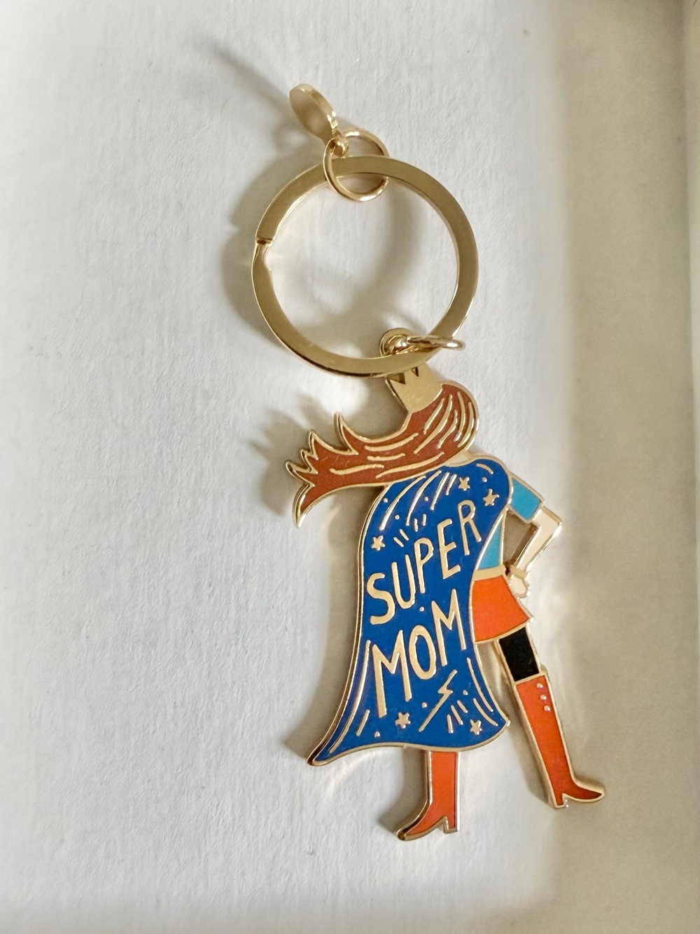 Rifle Paper Co. Super Mom gold key chain, NEW